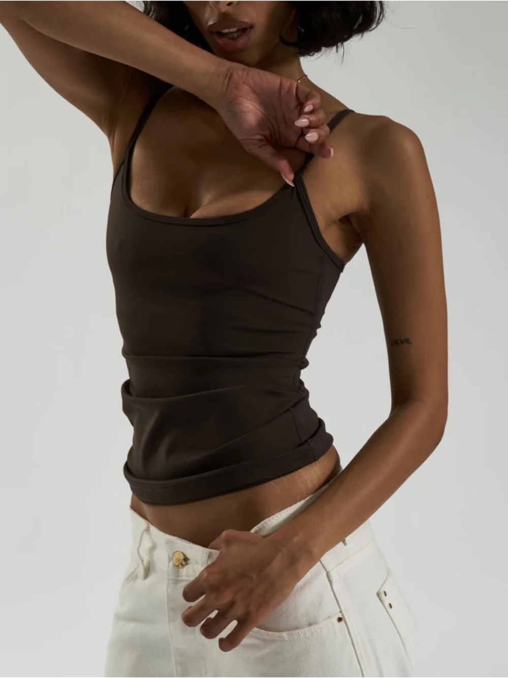NWT All Things Golden Sculpt Tank in Espresso - Medium